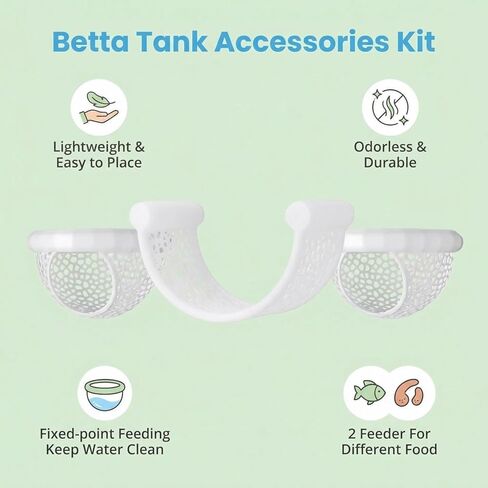 Betta Hammock Set, Betta Fish Feeding Rings and Tunnel, Small Fish Hideout, Toys, Bed as Fish Tank Accessories (2 Feeding Rings + 1 Hammock) in Kuwait