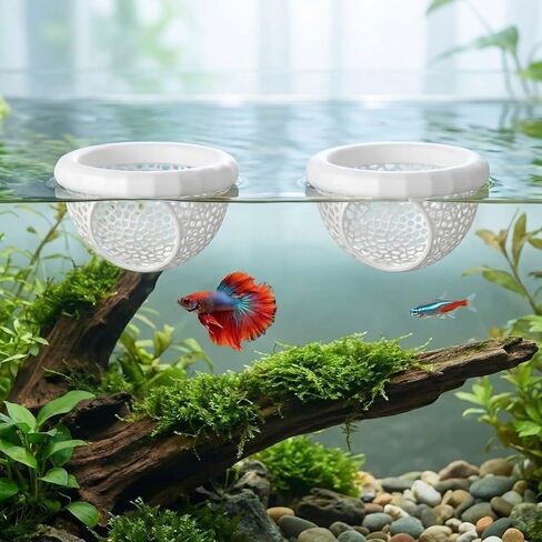 Betta Hammock Set, Betta Fish Feeding Rings and Tunnel, Small Fish Hideout, Toys, Bed as Fish Tank Accessories (2 Feeding Rings + 1 Hammock) in Kuwait