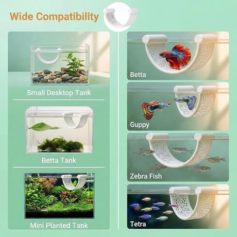 Betta Hammock Set, Betta Fish Feeding Rings and Tunnel, Small Fish Hideout, Toys, Bed as Fish Tank Accessories (2 Feeding Rings + 1 Hammock) in Kuwait