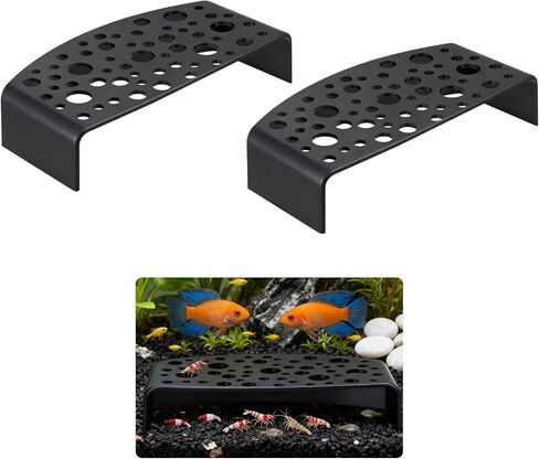 2-Pack Black Shrimp Hides, Aquarium Cave Hides with Multi-Sized Holes, Secure & Stable Breeding & Viewing Caves for Cherry Shrimp, Dwarf Shrimp and Small Fish in Kuwait