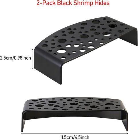 2-Pack Black Shrimp Hides, Aquarium Cave Hides with Multi-Sized Holes, Secure & Stable Breeding & Viewing Caves for Cherry Shrimp, Dwarf Shrimp and Small Fish in Kuwait