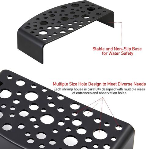 2-Pack Black Shrimp Hides, Aquarium Cave Hides with Multi-Sized Holes, Secure & Stable Breeding & Viewing Caves for Cherry Shrimp, Dwarf Shrimp and Small Fish in Kuwait
