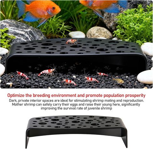 2-Pack Black Shrimp Hides, Aquarium Cave Hides with Multi-Sized Holes, Secure & Stable Breeding & Viewing Caves for Cherry Shrimp, Dwarf Shrimp and Small Fish in Kuwait