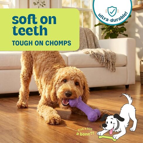 Flex-Force Bone Dog Toy for Fetch & Chew, Unpredictable Bounce, Floats in Water, Vanilla-Roast Scent for Sensory Play, Tough Chewers, Medium & Large Breeds (25-100+ lbs), 6.5" in Kuwait