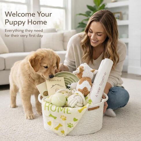 Puppy Welcome Home Gift Box – New Puppy Gift Basket with Toys, Slow Feeder & Milestone Card, Perfect Puppy Starter Kit for New Dog Owners in Kuwait