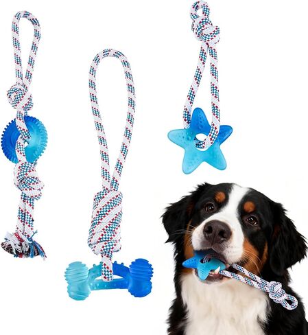 Dog Chew Toys for Aggressive Chewers, Multiple Textures & Rope, ndestructible Tough Durable Interactive Dog Toys, Puppy Chew Toys for Teething， Blue Bone in Saudi Arabia
