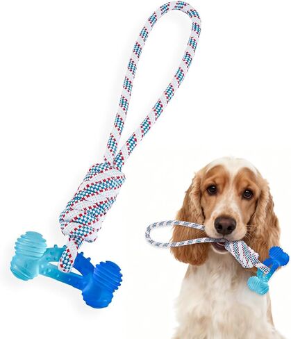 Dog Chew Toys for Aggressive Chewers, Multiple Textures & Rope, ndestructible Tough Durable Interactive Dog Toys, Puppy Chew Toys for Teething， Blue Bone in Saudi Arabia