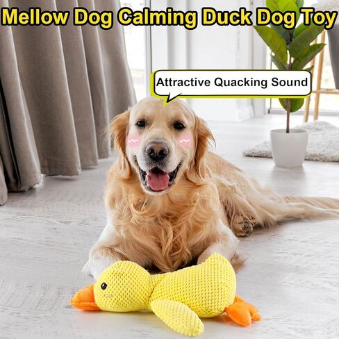 Yellow Duck Dog Toy - Large Plush Stuffed Animal Chew Toy, Interactive Puppy Toy with Quacking Sound（XL） in Kuwait