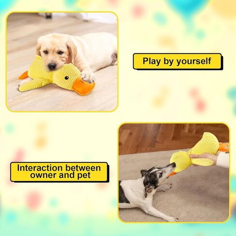 Yellow Duck Dog Toy - Large Plush Stuffed Animal Chew Toy, Interactive Puppy Toy with Quacking Sound（XL） in Kuwait