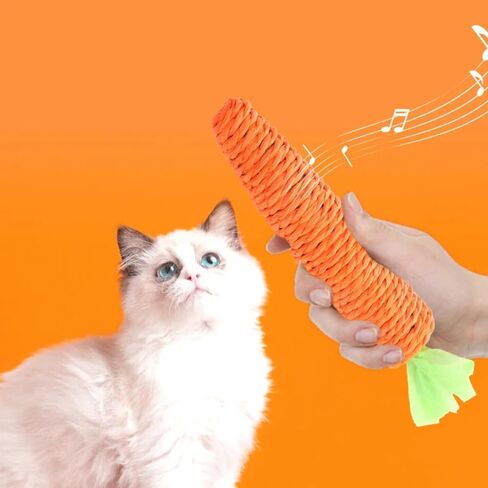 Cat Toy Carrot Sound Pet Products Bite Resistant Paper Rope Scratcher Clean Teeth Interactive Play Cat Carrot Chew Toy for Cat in Kuwait