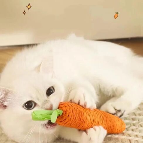 Cat Toy Carrot Sound Pet Products Bite Resistant Paper Rope Scratcher Clean Teeth Interactive Play Cat Carrot Chew Toy for Cat in Kuwait