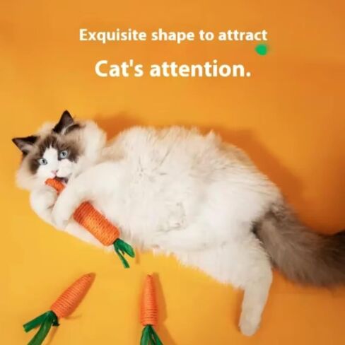 Cat Toy Carrot Sound Pet Products Bite Resistant Paper Rope Scratcher Clean Teeth Interactive Play Cat Carrot Chew Toy for Cat in Kuwait