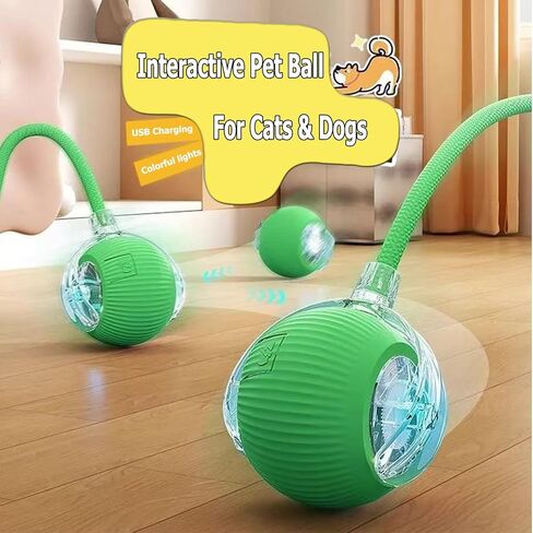 Interactive Electric Ball for Cats and Dogs – USB Rechargeable Automatic Chase Toy with Speedy Tail, Self-Playing Moving Pet Toy to Keep Them Busy. Ideal for Bored Indoor Cats & Anti-Boredom (Blue) in Saudi Arabia