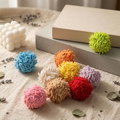 9PCS Fuzzy Cat Ball Toys, Cat Pom Pom Balls Safe Cats Puff Ball Toys Soft Rolling Interactive Fuzzy Cats Kitten Chasing Toy with Bell for Crafts Decorations Playing Exercising Chasing Assorted Color in Kuwait