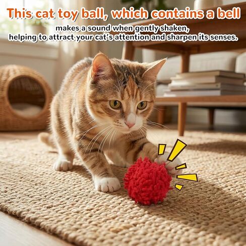 9PCS Fuzzy Cat Ball Toys, Cat Pom Pom Balls Safe Cats Puff Ball Toys Soft Rolling Interactive Fuzzy Cats Kitten Chasing Toy with Bell for Crafts Decorations Playing Exercising Chasing Assorted Color in Kuwait
