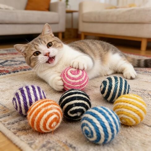Cat Toys Balls, Durable Lightweight Design for Scratching Batting and Chewing, Supports Claw Health and Dental Hygiene for Indoor Cats, Color is Random in Kuwait