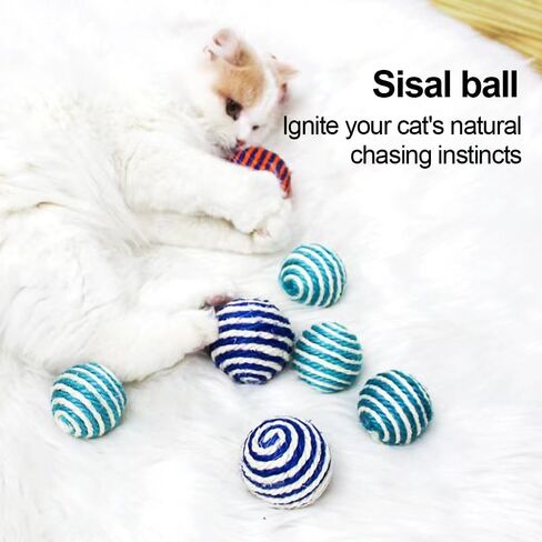 Cat Toys Balls, Durable Lightweight Design for Scratching Batting and Chewing, Supports Claw Health and Dental Hygiene for Indoor Cats, Color is Random in Kuwait