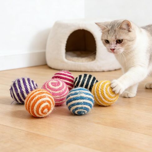 Cat Toys Balls, Durable Lightweight Design for Scratching Batting and Chewing, Supports Claw Health and Dental Hygiene for Indoor Cats, Color is Random in Kuwait