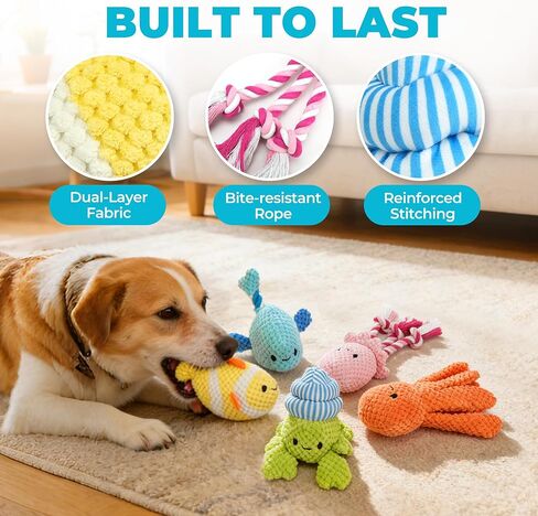 Prime Pets 5 Pack Squeaky Dog Toys, Plush Crinkle Dog Toys for Small Medium Dogs, Stuffed Tough Puppy Chew Toy to Keep Them Busy, Interactive Pet Toy in Kuwait