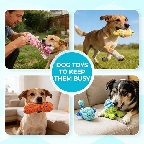Prime Pets 5 Pack Squeaky Dog Toys, Plush Crinkle Dog Toys for Small Medium Dogs, Stuffed Tough Puppy Chew Toy to Keep Them Busy, Interactive Pet Toy in Kuwait