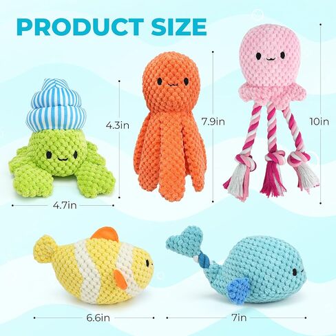 Prime Pets 5 Pack Squeaky Dog Toys, Plush Crinkle Dog Toys for Small Medium Dogs, Stuffed Tough Puppy Chew Toy to Keep Them Busy, Interactive Pet Toy in Kuwait
