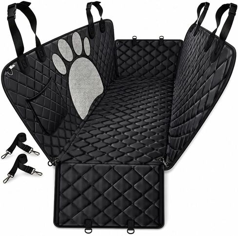 Waterproof Dog Car Seat Cover – Hammock Style Back Seat Protector for Cars | Non-Slip, Scratch-Resistant, Machine Washable | Quilted Pet Seat Cover with Mesh Window & Adjustable Straps in Kuwait