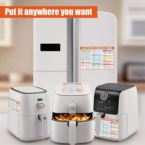 Air Fryer Magnetic Cheat Sheet, 12x8in Airfryer Accessories Cookbook Cooking Guide Strong Magnet Quick Reference Cook Times Chart for Frying Kitchen Appliances Oven Pot in Kuwait