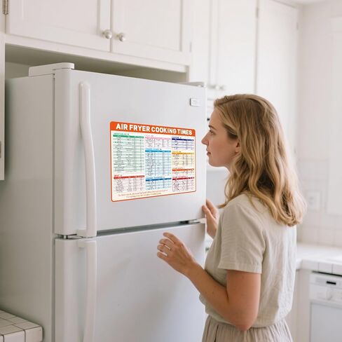 Air Fryer Magnetic Cheat Sheet, 12x8in Airfryer Accessories Cookbook Cooking Guide Strong Magnet Quick Reference Cook Times Chart for Frying Kitchen Appliances Oven Pot in Kuwait
