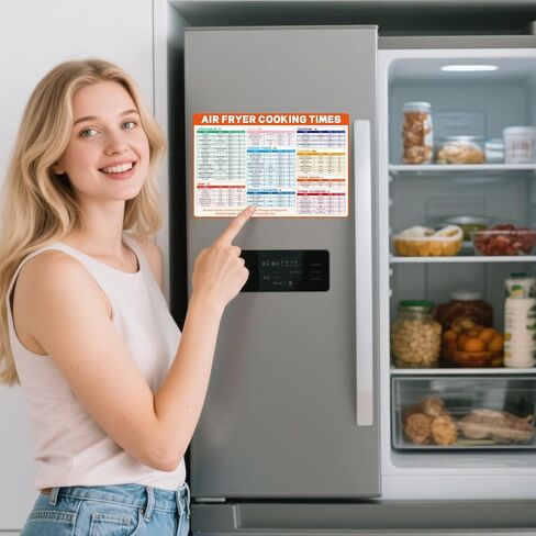 Air Fryer Magnetic Cheat Sheet, 12x8in Airfryer Accessories Cookbook Cooking Guide Strong Magnet Quick Reference Cook Times Chart for Frying Kitchen Appliances Oven Pot in Kuwait