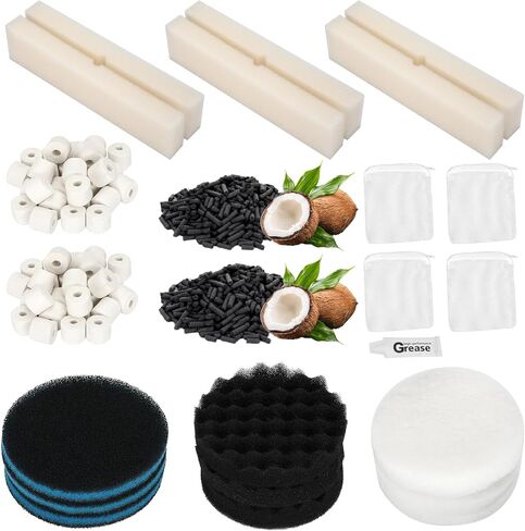 24 PCS Fx6 Aquarium Media Kits, Compatible with Fluval FX4/FX5/FX6 Canister Filters, Including Bio-Foam Block, Carbon Sponge Filter, Ceramic Ring, Silicone Lubricant, Activated Carbon, Mesh Bag in Kuwait