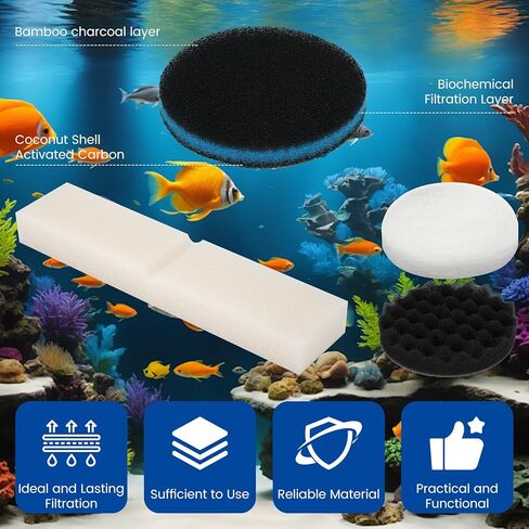 24 PCS Fx6 Aquarium Media Kits, Compatible with Fluval FX4/FX5/FX6 Canister Filters, Including Bio-Foam Block, Carbon Sponge Filter, Ceramic Ring, Silicone Lubricant, Activated Carbon, Mesh Bag in Kuwait
