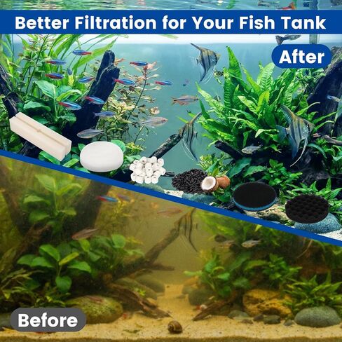 24 PCS Fx6 Aquarium Media Kits, Compatible with Fluval FX4/FX5/FX6 Canister Filters, Including Bio-Foam Block, Carbon Sponge Filter, Ceramic Ring, Silicone Lubricant, Activated Carbon, Mesh Bag in Kuwait