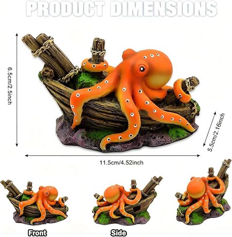 Octopus Aquarium Decoration, Resin Mini Ocean Ornament, Fish Tank Accessory for Home, Office, or Desk Aquarium Display in Kuwait