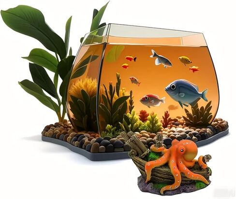 Octopus Aquarium Decoration, Resin Mini Ocean Ornament, Fish Tank Accessory for Home, Office, or Desk Aquarium Display in Kuwait