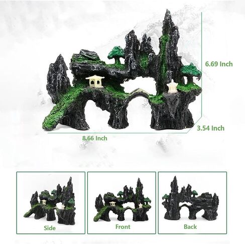 Resin Aquarium Mountain Ornament | Realistic Rock Cave Fish Tank Decorations, Neutral Hideaway for Betta, Guppies & Small Fish, Freshwater & Saltwater Safe in Kuwait