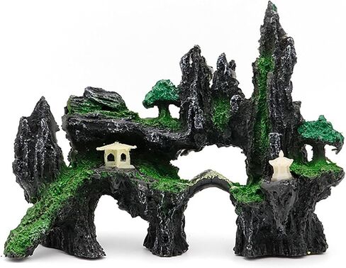 Resin Aquarium Mountain Ornament | Realistic Rock Cave Fish Tank Decorations, Neutral Hideaway for Betta, Guppies & Small Fish, Freshwater & Saltwater Safe in Kuwait