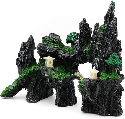 Resin Aquarium Mountain Ornament | Realistic Rock Cave Fish Tank Decorations, Neutral Hideaway for Betta, Guppies & Small Fish, Freshwater & Saltwater Safe in Kuwait