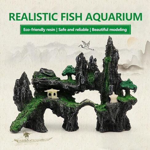 Resin Aquarium Mountain Ornament | Realistic Rock Cave Fish Tank Decorations, Neutral Hideaway for Betta, Guppies & Small Fish, Freshwater & Saltwater Safe in Kuwait