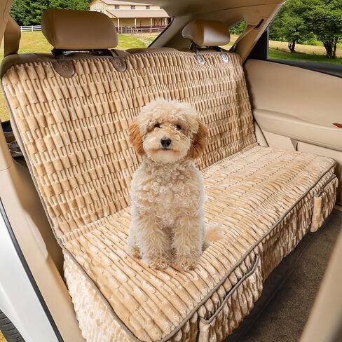 Soft Dog Back Seat Cover, Waterproof Dog Car Seat Protector with Non-Slip Bottom, Fluffy Flannel Full Protection Pet Covers on Rear Benches in Cars SUVs Small Trucks (Grey, Standard Back) in Kuwait