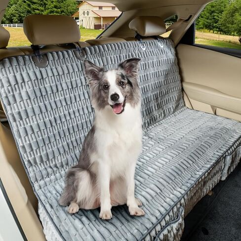 Soft Dog Back Seat Cover, Waterproof Dog Car Seat Protector with Non-Slip Bottom, Fluffy Flannel Full Protection Pet Covers on Rear Benches in Cars SUVs Small Trucks (Grey, Standard Back) in Saudi Arabia