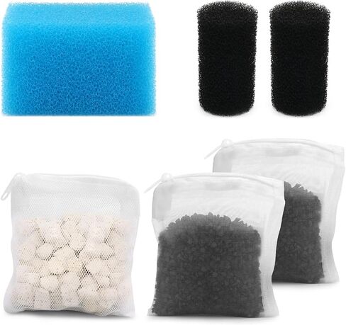 مجموعة أدوات صيانة وسائط حوض السمك البديلة لفلتر الطاقة فلوفال AC20، تتضمن 1 مرشحات إسفنجية زرقاء، 2 إسفنجة مصفاة مدخل، 1 حزمة من حلقات السيراميك و2 حزمة من الكربون المنشط in Kuwait