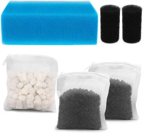 Aquarium Media Maintenance Kit Replacement for Fluval AC50 Power Filter, Includes 1 Blue Foam Filters, 2 Intake Strainer Sponge,1Pack Ceramic Rings and 2 Pack Activated Carbon in Kuwait