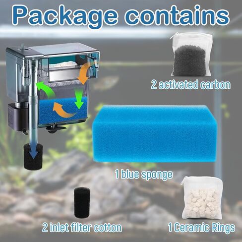 Aquarium Media Maintenance Kit Replacement for Fluval AC50 Power Filter, Includes 1 Blue Foam Filters, 2 Intake Strainer Sponge,1Pack Ceramic Rings and 2 Pack Activated Carbon in Kuwait