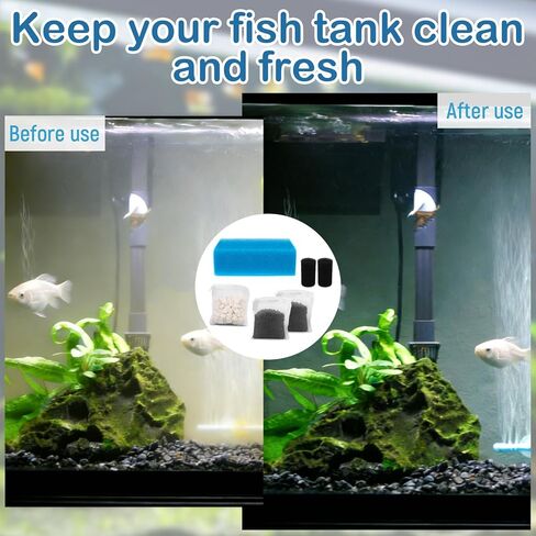 Aquarium Media Maintenance Kit Replacement for Fluval AC50 Power Filter, Includes 1 Blue Foam Filters, 2 Intake Strainer Sponge,1Pack Ceramic Rings and 2 Pack Activated Carbon in Kuwait