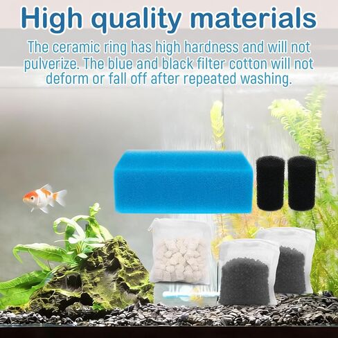Aquarium Media Maintenance Kit Replacement for Fluval AC50 Power Filter, Includes 1 Blue Foam Filters, 2 Intake Strainer Sponge,1Pack Ceramic Rings and 2 Pack Activated Carbon in Kuwait