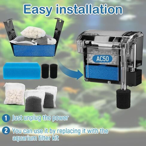 Aquarium Media Maintenance Kit Replacement for Fluval AC50 Power Filter, Includes 1 Blue Foam Filters, 2 Intake Strainer Sponge,1Pack Ceramic Rings and 2 Pack Activated Carbon in Kuwait