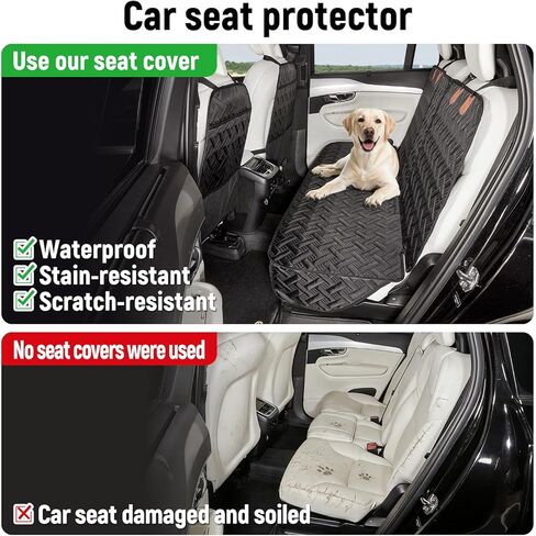 YJGF Dog Car Seat Cover for Back Seat,Back Seat Pet Cover for Dogs,Waterproof Scratchproof Rear Bench Seat Cover Protector (Black, L) in Saudi Arabia