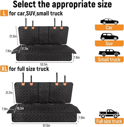 YJGF Dog Car Seat Cover for Back Seat,Back Seat Pet Cover for Dogs,Waterproof Scratchproof Rear Bench Seat Cover Protector (Black, L) in Saudi Arabia