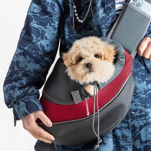 Dog Carrier Sling Front with Adjustable Strap Outdoor Travel Shoulder Pet Bag(Red) in Kuwait