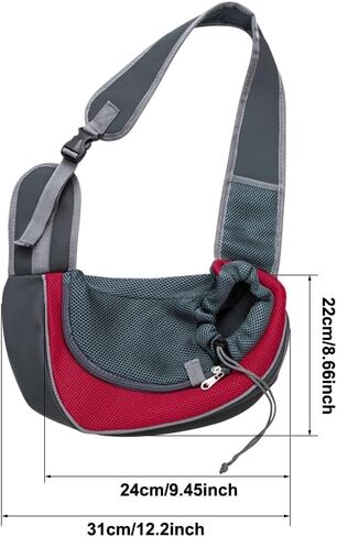 Dog Carrier Sling Front with Adjustable Strap Outdoor Travel Shoulder Pet Bag(Red) in Kuwait